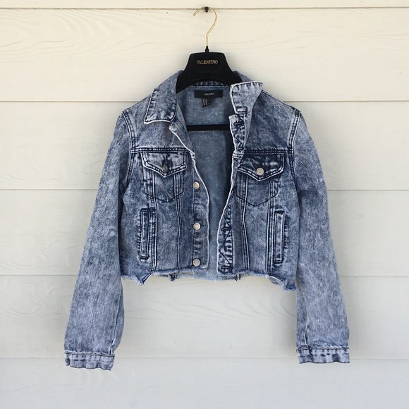 acid wash cropped denim jacket